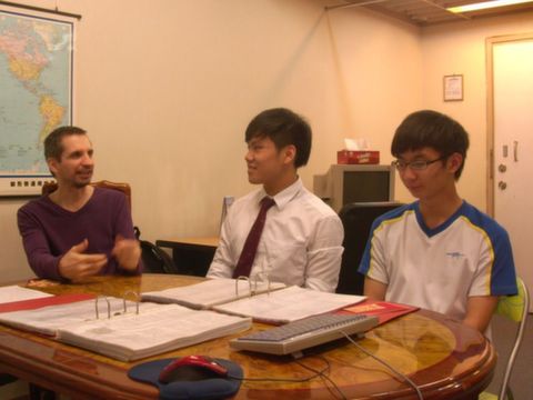A secondary student in one-to-one English lesson